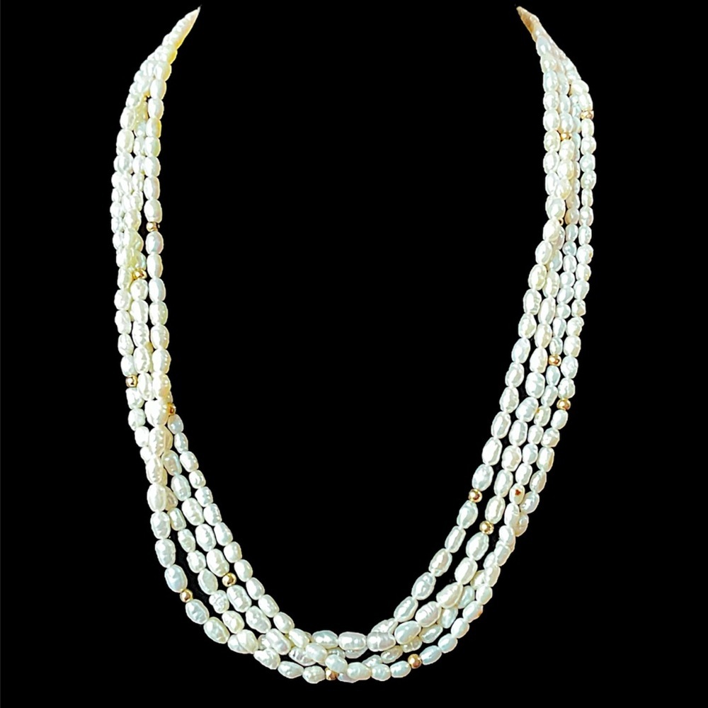Vintage Gold Filled Freshwater Cultured Pearl Five Strand Torsade Necklace 165$